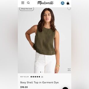 Madewell Dark Green Boxy Tank Top